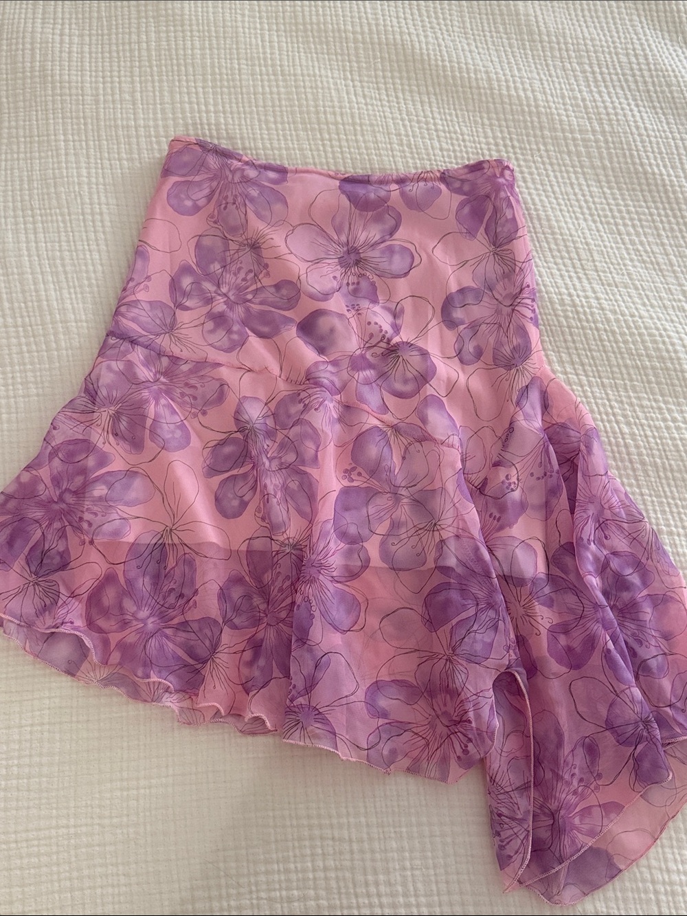 Floral Pink & Purple A-Line Skirt